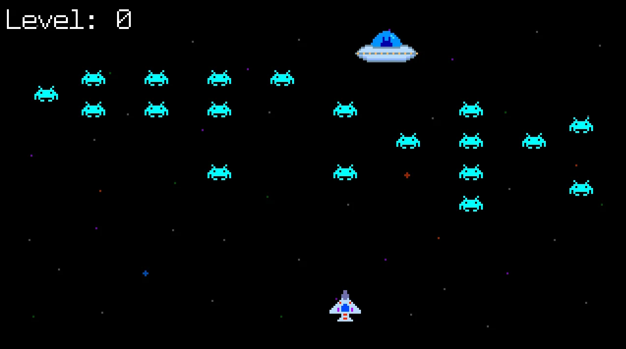 UFO bonus ship crossing the top of the screen above the invader grid