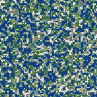 Terrain at noise frequency 0.25 — fragmented archipelagos and fine detail