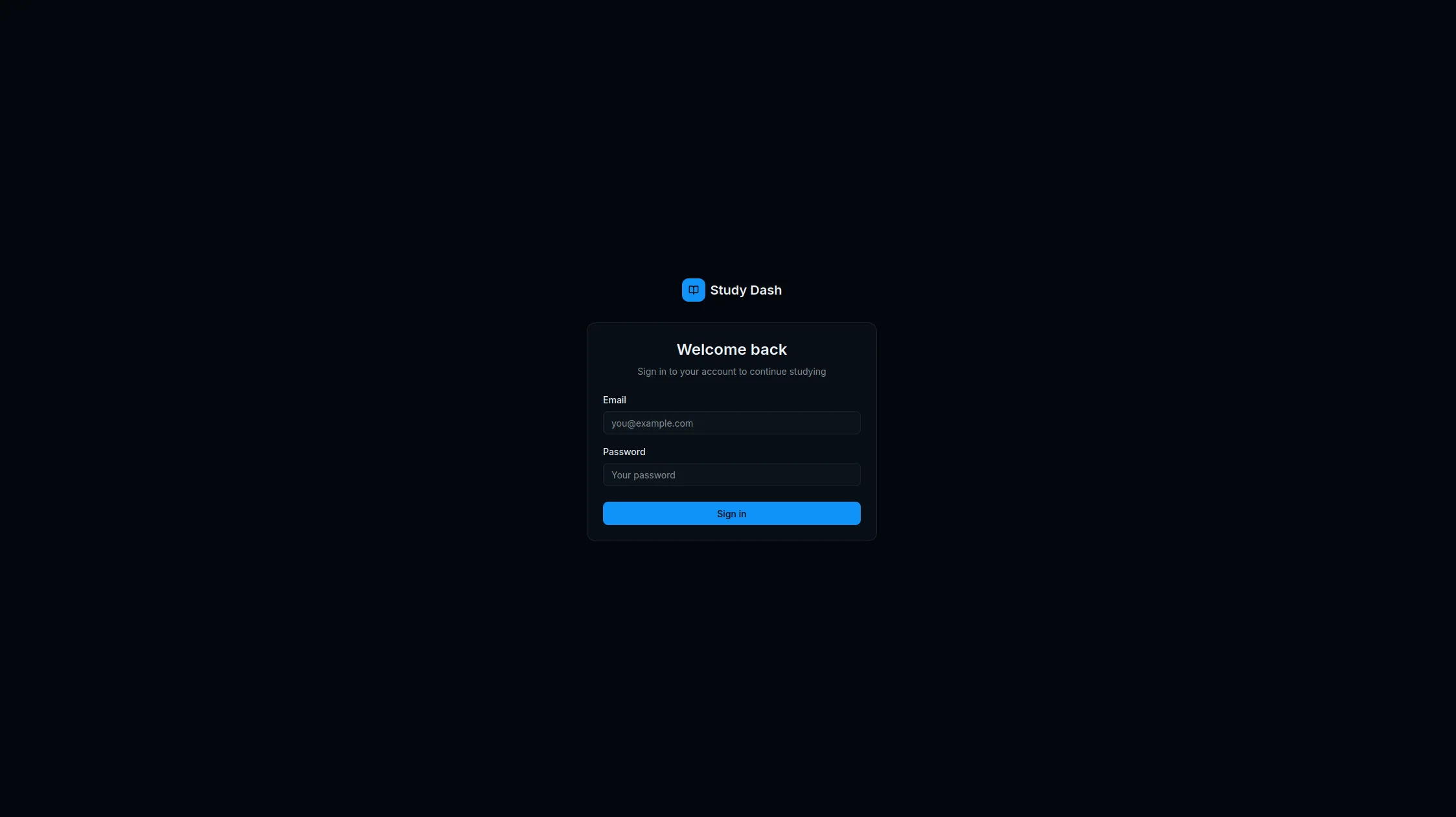 Login screen